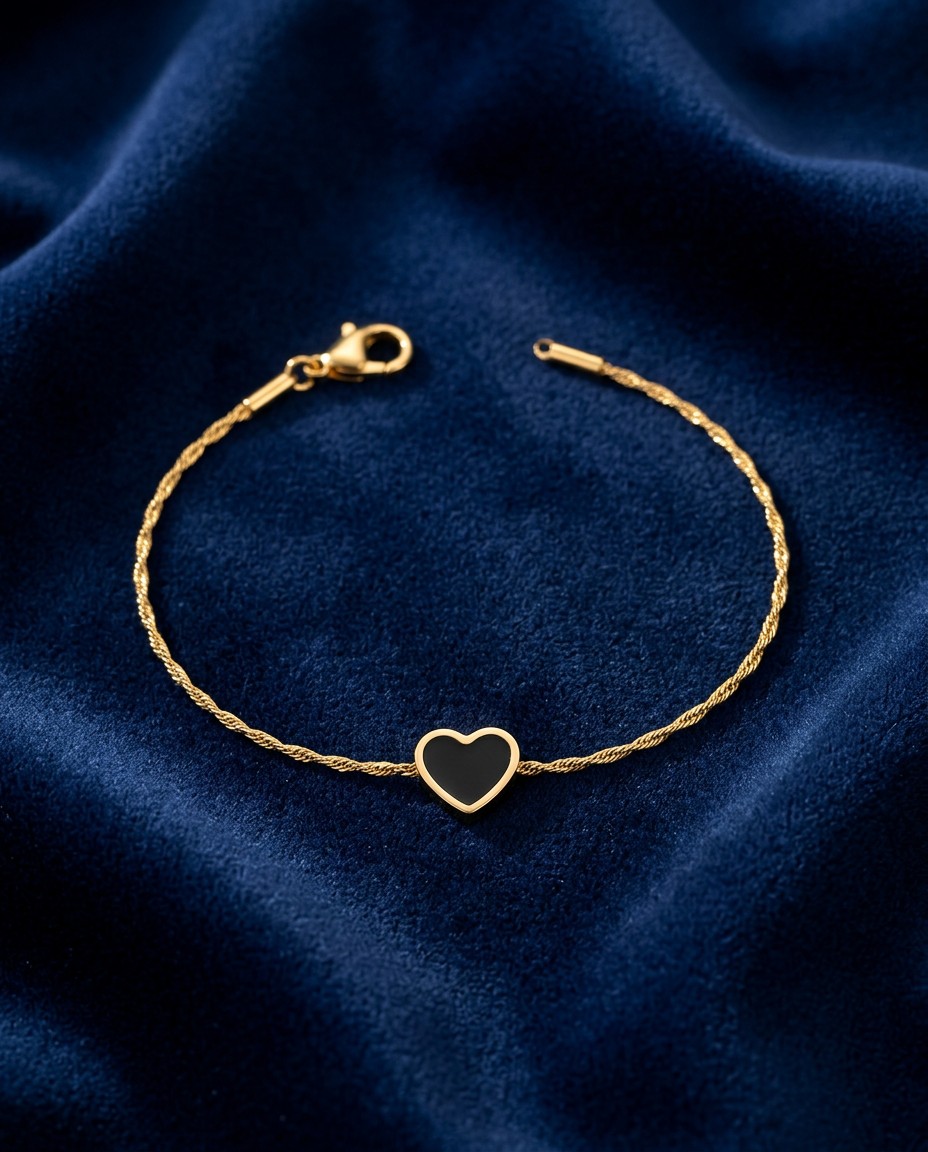Black Heart Chain Bracelet