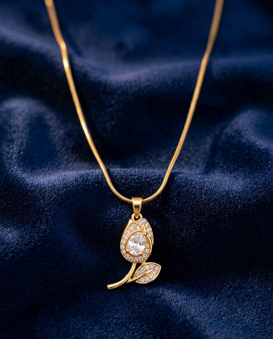 Crystal Rosebud Pendant by Cherysh