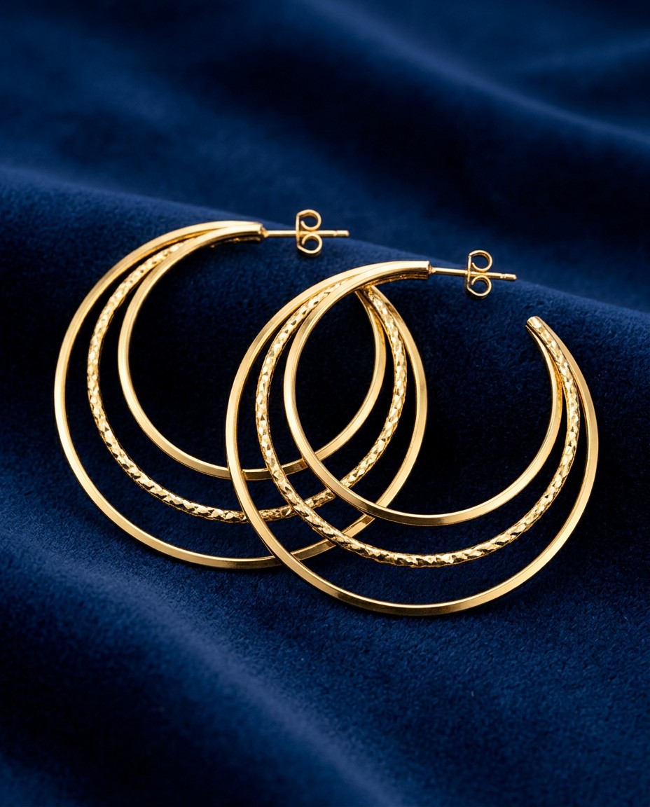Gold Triple Hoop Set by Cherysh