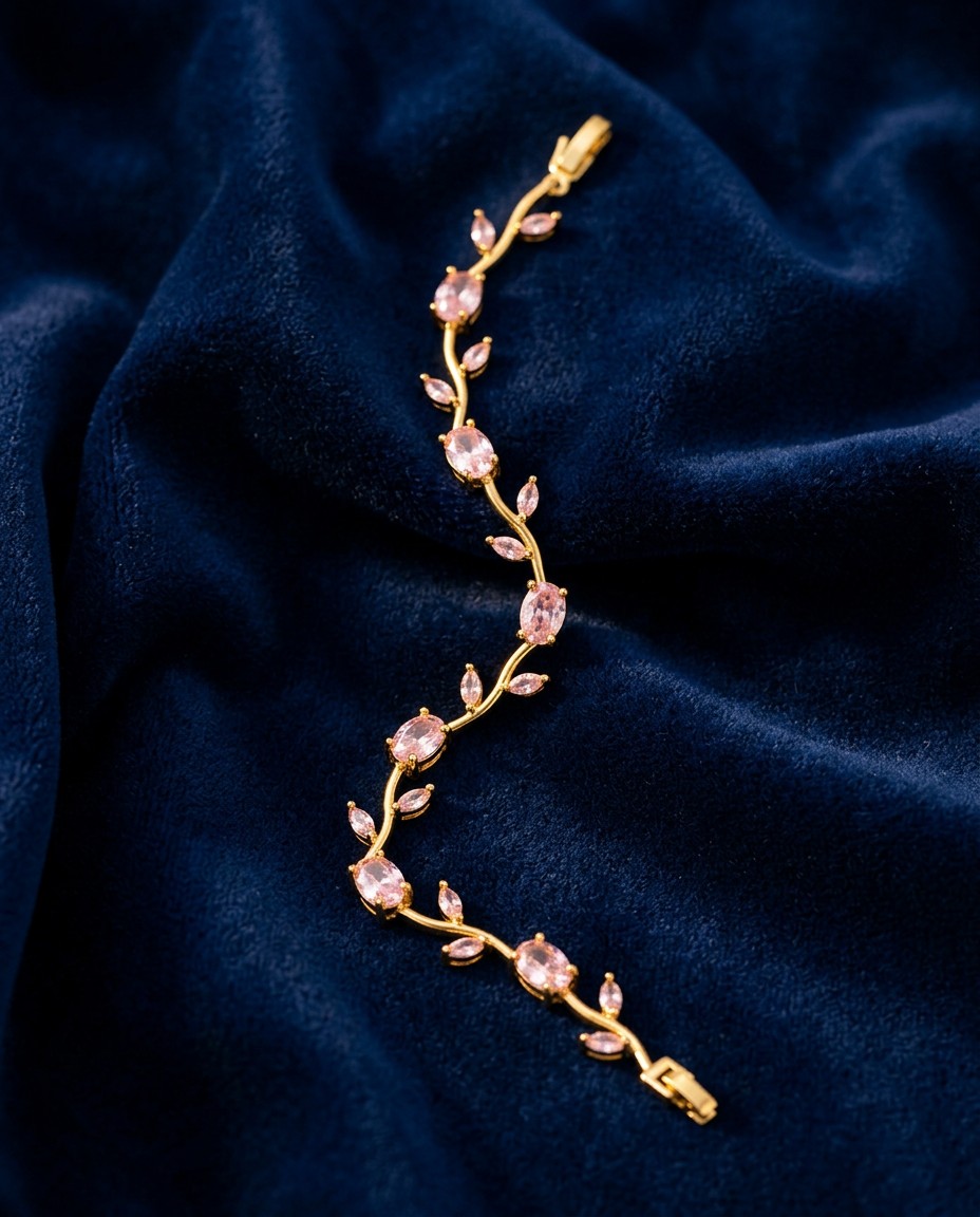 Pink Stone Vine Bracelet by Cherysh