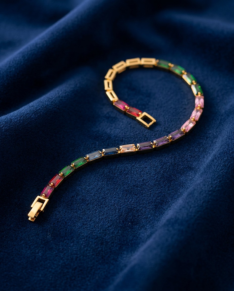 Rainbow Baguette Bracelet by Cherysh