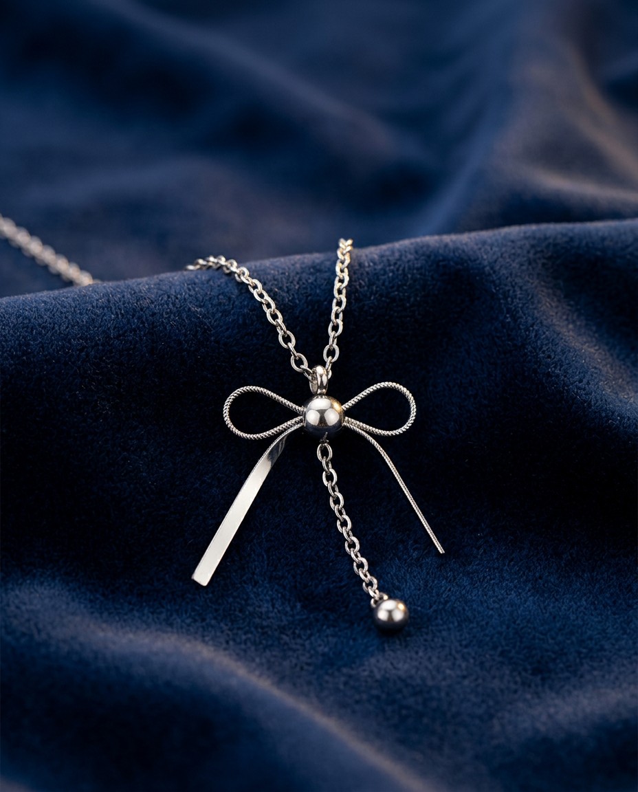 Silver Bow Slider Necklace